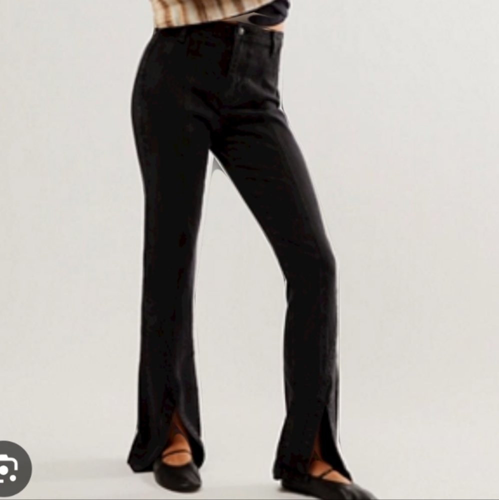We the free black Flared Pants with Slit